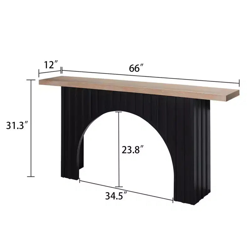 Tavolo Consolle Nero e Marrone, Base ad Arco, Montaggio da 1 Persona, 66"