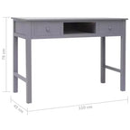 Scrivania Rettangolare Grigia, Legno Massello, 1 Posto