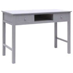 Scrivania Rettangolare Grigia, Legno Massello, 1 Posto
