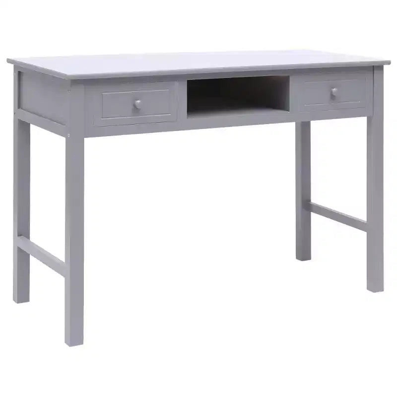 Scrivania Rettangolare Grigia, Legno Massello, 1 Posto
