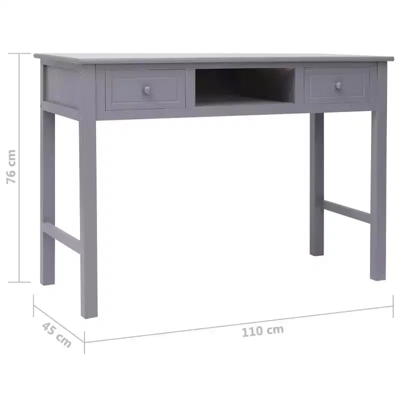 Scrivania Rettangolare Grigia, Legno Massello, 1 Posto