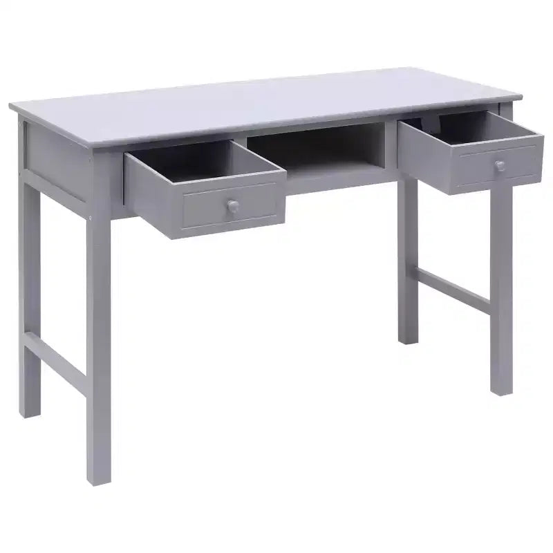 Scrivania Rettangolare Grigia, Legno Massello, 1 Posto