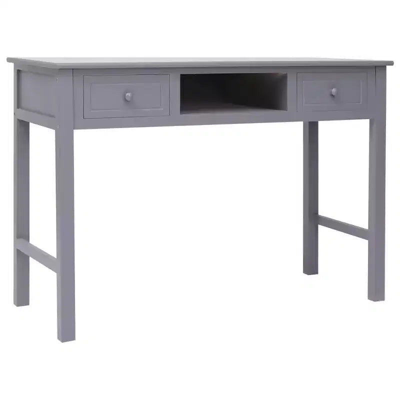 Scrivania Rettangolare Grigia, Legno Massello, 1 Posto