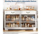 Credenza a buffet da fattoria bianca – 4 ante e 2 cassetti, 1 posto