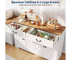 Credenza a buffet da fattoria bianca – 4 ante e 2 cassetti, 1 posto