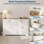 Credenza a buffet da fattoria bianca – 4 ante e 2 cassetti, 1 posto