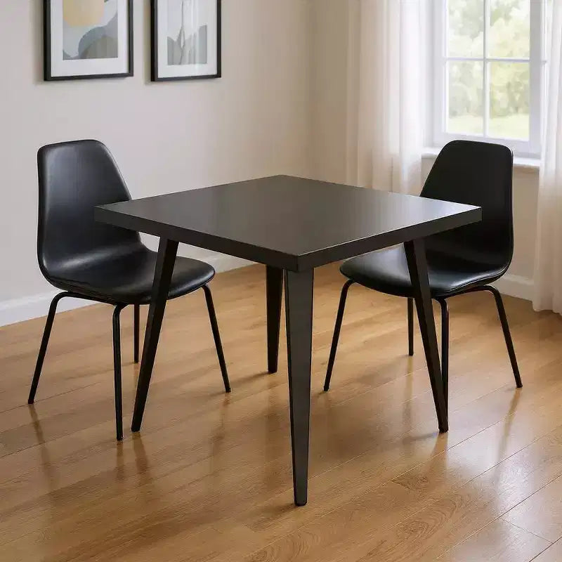 Tavolo da pranzo quadrato in acciaio grigio, base a 4 gambe, per 6 persone