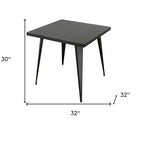 Tavolo da pranzo quadrato in acciaio grigio, base a 4 gambe, per 6 persone