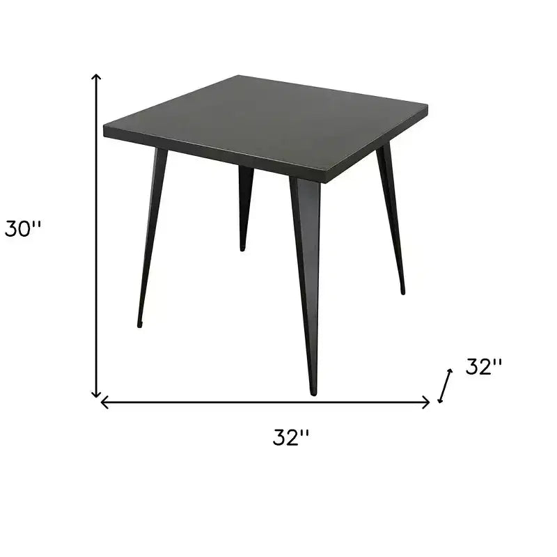 Tavolo da pranzo quadrato in acciaio grigio, base a 4 gambe, per 6 persone