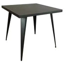 Tavolo da pranzo quadrato in acciaio grigio, base a 4 gambe, per 6 persone