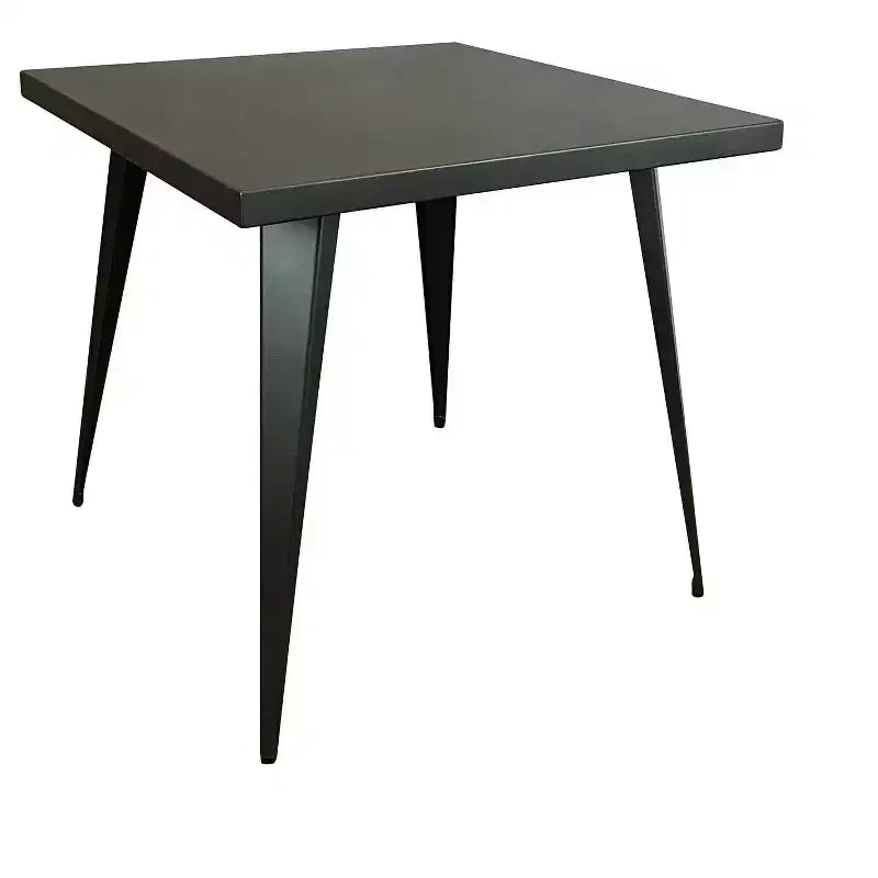 Tavolo da pranzo quadrato in acciaio grigio, base a 4 gambe, per 6 persone