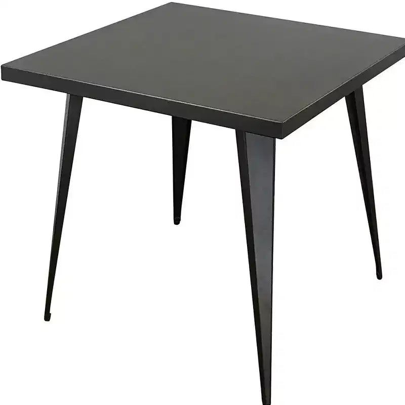 Tavolo da pranzo quadrato in acciaio grigio, base a 4 gambe, per 6 persone