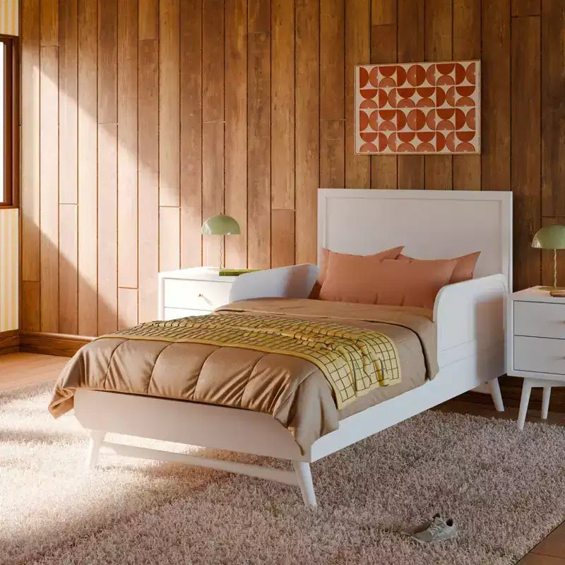 Sponda del letto in legno miele / noce naturale / bianco – per letti singoli e matrimoniali, sponda singola