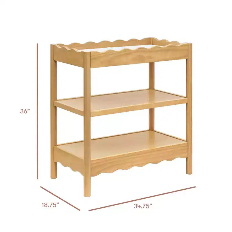 Fasciatoio con 2 Ripiani – Blu Caletta / Miele / Verde Salvia Chiaro / Noce Naturale / Giallo Pallido / Bianco | Stile Onda Arrotondata | 1 Bambino