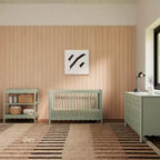 Fasciatoio con 2 Ripiani – Blu Caletta / Miele / Verde Salvia Chiaro / Noce Naturale / Giallo Pallido / Bianco | Stile Onda Arrotondata | 1 Bambino