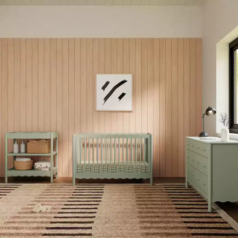 Fasciatoio con 2 Ripiani – Blu Caletta / Miele / Verde Salvia Chiaro / Noce Naturale / Giallo Pallido / Bianco | Stile Onda Arrotondata | 1 Bambino