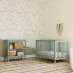 Fasciatoio con 2 Ripiani – Blu Caletta / Miele / Verde Salvia Chiaro / Noce Naturale / Giallo Pallido / Bianco | Stile Onda Arrotondata | 1 Bambino