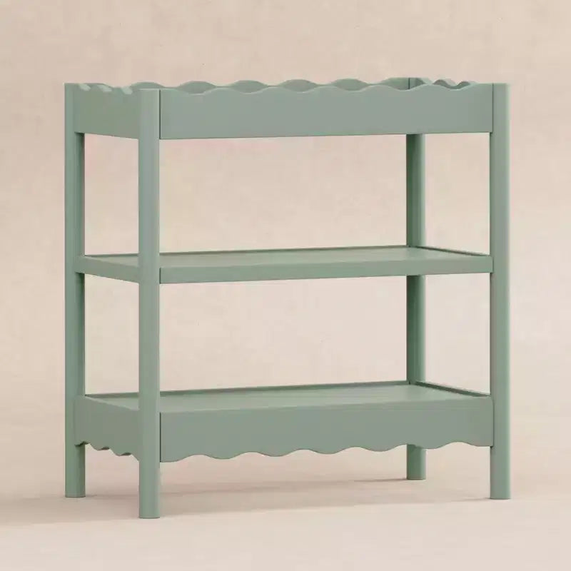 Fasciatoio con 2 Ripiani – Blu Caletta / Miele / Verde Salvia Chiaro / Noce Naturale / Giallo Pallido / Bianco | Stile Onda Arrotondata | 1 Bambino