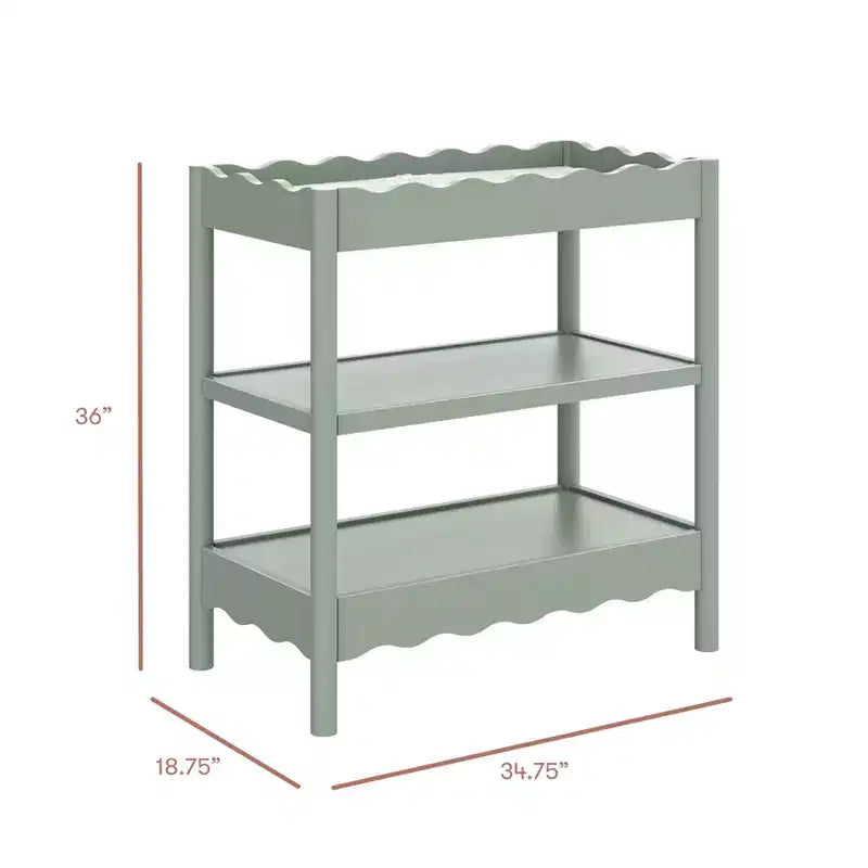 Fasciatoio con 2 Ripiani – Blu Caletta / Miele / Verde Salvia Chiaro / Noce Naturale / Giallo Pallido / Bianco | Stile Onda Arrotondata | 1 Bambino