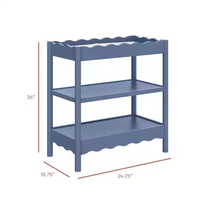Fasciatoio con 2 Ripiani – Blu Caletta / Miele / Verde Salvia Chiaro / Noce Naturale / Giallo Pallido / Bianco | Stile Onda Arrotondata | 1 Bambino