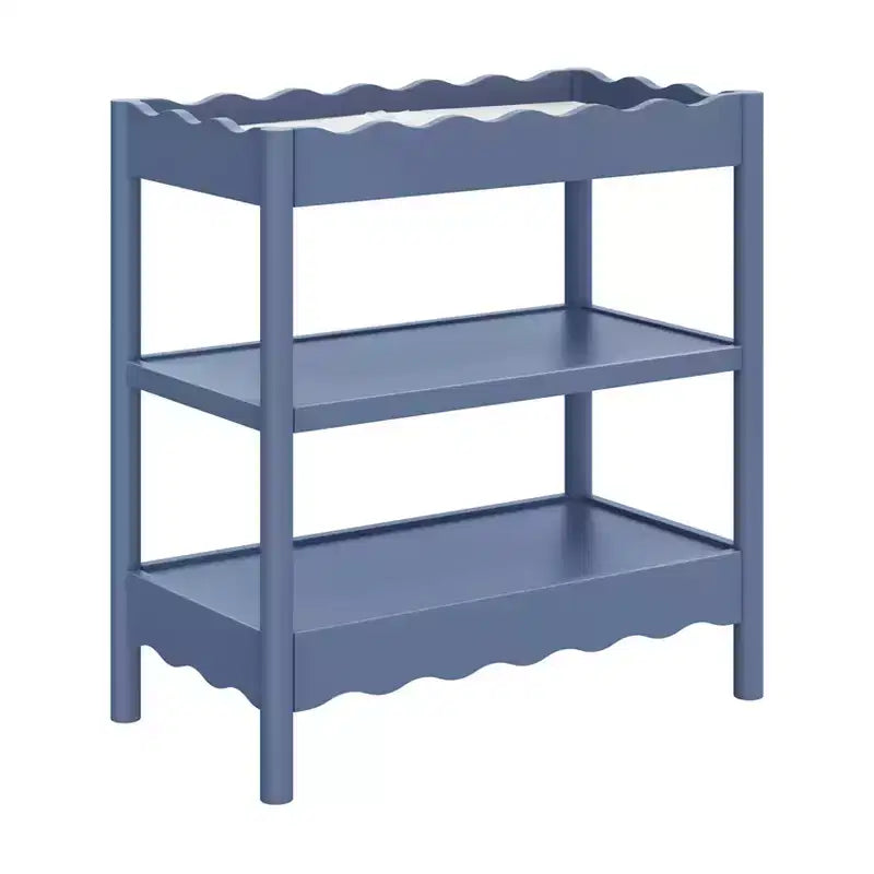 Fasciatoio con 2 Ripiani – Blu Caletta / Miele / Verde Salvia Chiaro / Noce Naturale / Giallo Pallido / Bianco | Stile Onda Arrotondata | 1 Bambino