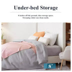 Letto imbottito in velluto con testiera ad ali, nero/bianco/blu – Matrimoniale / Queen / King, 1–2 persone, non necessita di rete a molle