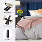 Letto imbottito in velluto con testiera ad ali, nero/bianco/blu – Matrimoniale / Queen / King, 1–2 persone, non necessita di rete a molle