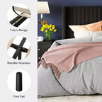 Letto imbottito in velluto con testiera ad ali, nero/bianco/blu – Matrimoniale / Queen / King, 1–2 persone, non necessita di rete a molle