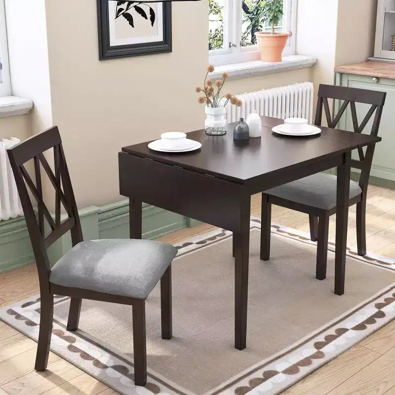 Tavolo da Pranzo Allungabile Marrone / Espresso / Naturale, 4 Posti, Gambe in Legno di Gomma
