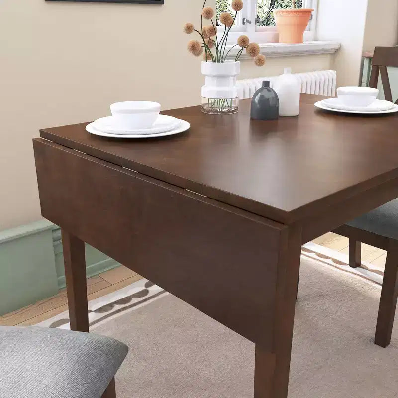 Tavolo da Pranzo Allungabile Marrone / Espresso / Naturale, 4 Posti, Gambe in Legno di Gomma