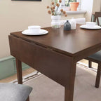 Tavolo da Pranzo Allungabile Marrone / Espresso / Naturale, 4 Posti, Gambe in Legno di Gomma