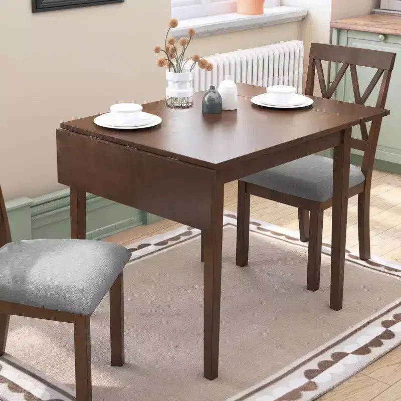 Tavolo da Pranzo Allungabile Marrone / Espresso / Naturale, 4 Posti, Gambe in Legno di Gomma