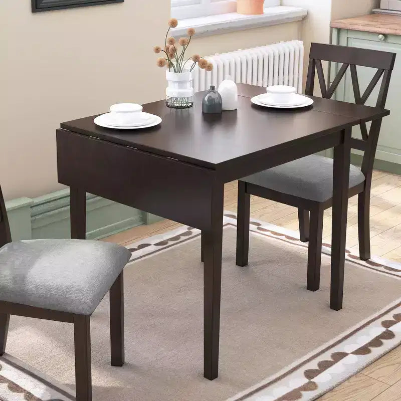 Tavolo da Pranzo Allungabile Marrone / Espresso / Naturale, 4 Posti, Gambe in Legno di Gomma