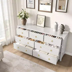 Cassettiera bianca a 7 cassetti, 137 cm L – Contenitore per 1-2 persone