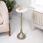 Tavolino rotondo con piedistallo, top in marmo, colore nero/oro/nichel, 1 pezzo