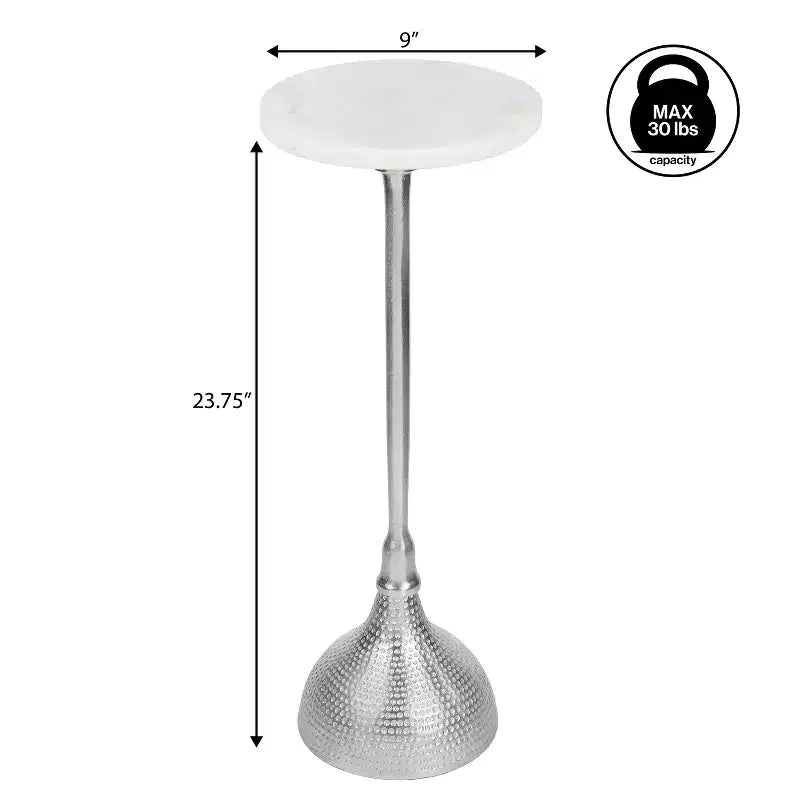 Tavolino rotondo con piedistallo, top in marmo, colore nero/oro/nichel, 1 pezzo