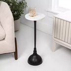 Tavolino rotondo con piedistallo, top in marmo, colore nero/oro/nichel, 1 pezzo