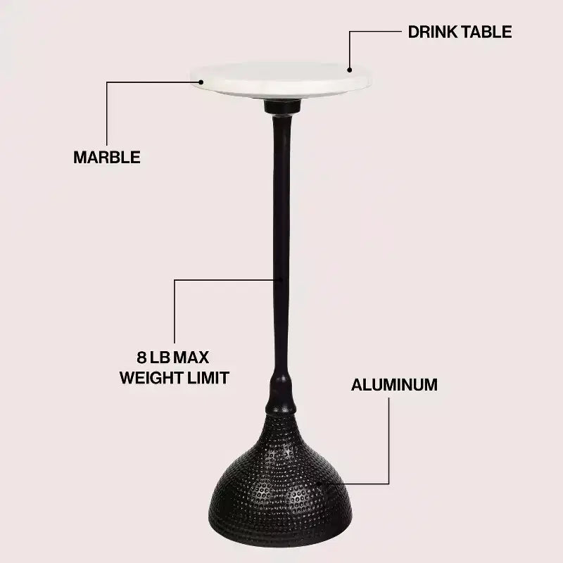 Tavolino rotondo con piedistallo, top in marmo, colore nero/oro/nichel, 1 pezzo