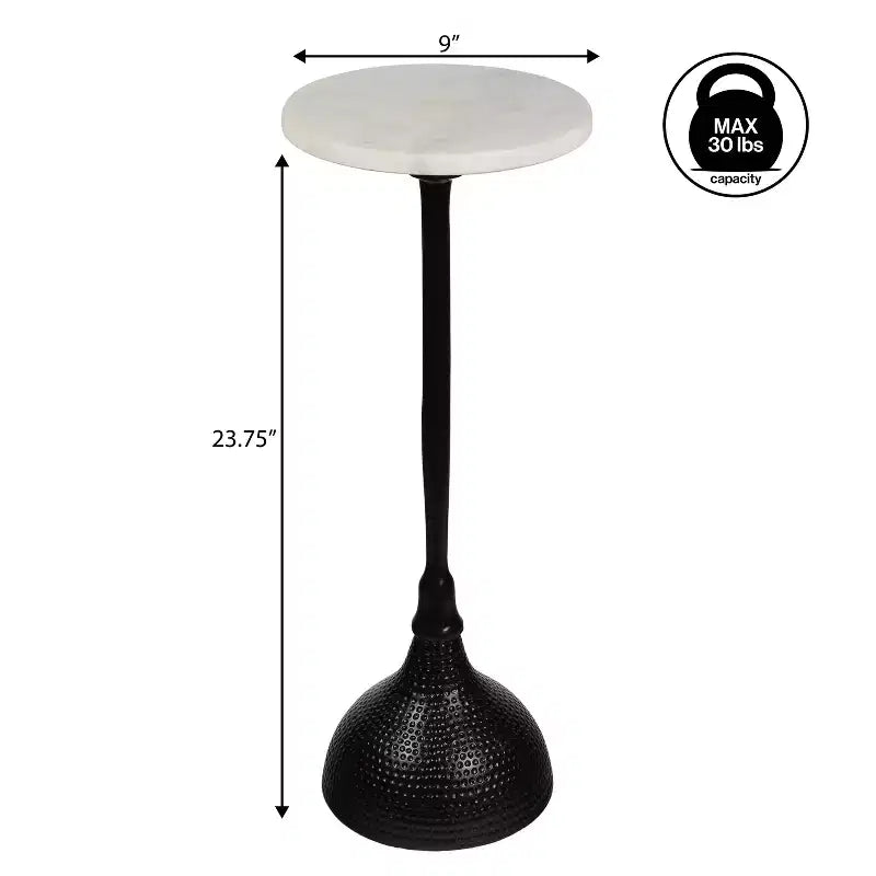 Tavolino rotondo con piedistallo, top in marmo, colore nero/oro/nichel, 1 pezzo