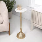 Tavolino rotondo con piedistallo, top in marmo, colore nero/oro/nichel, 1 pezzo