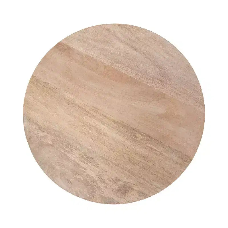 Tavolino rotondo nero/naturale in legno, gambe treppiede, 1 posto