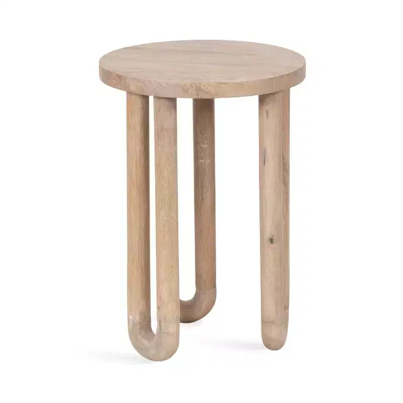 Tavolino rotondo nero/naturale in legno, gambe treppiede, 1 posto