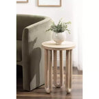 Tavolino rotondo nero/naturale in legno, gambe treppiede, 1 posto