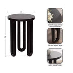 Tavolino rotondo nero/naturale in legno, gambe treppiede, 1 posto
