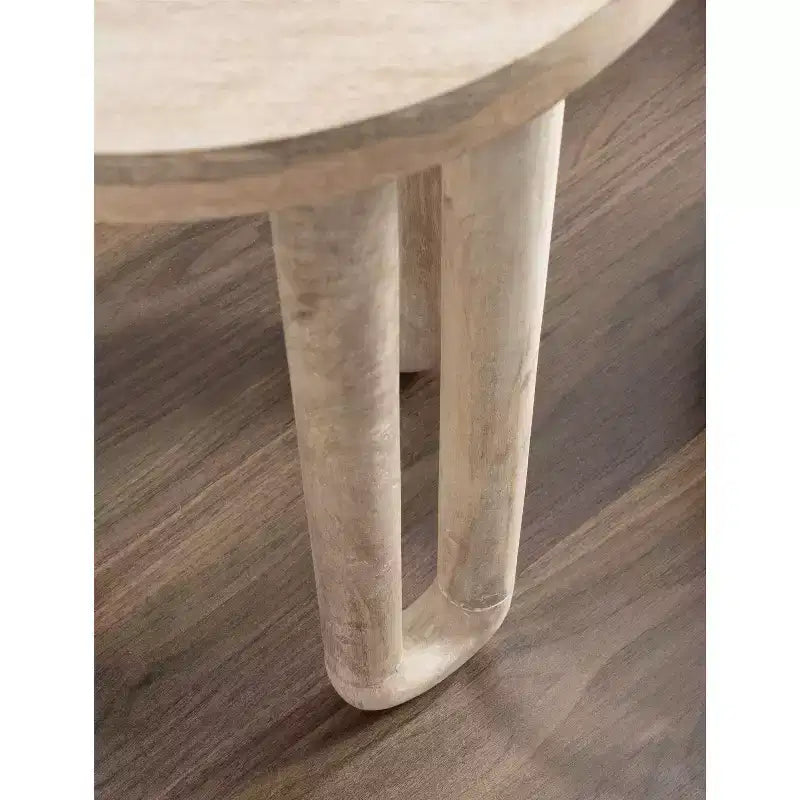 Tavolino rotondo nero/naturale in legno, gambe treppiede, 1 posto