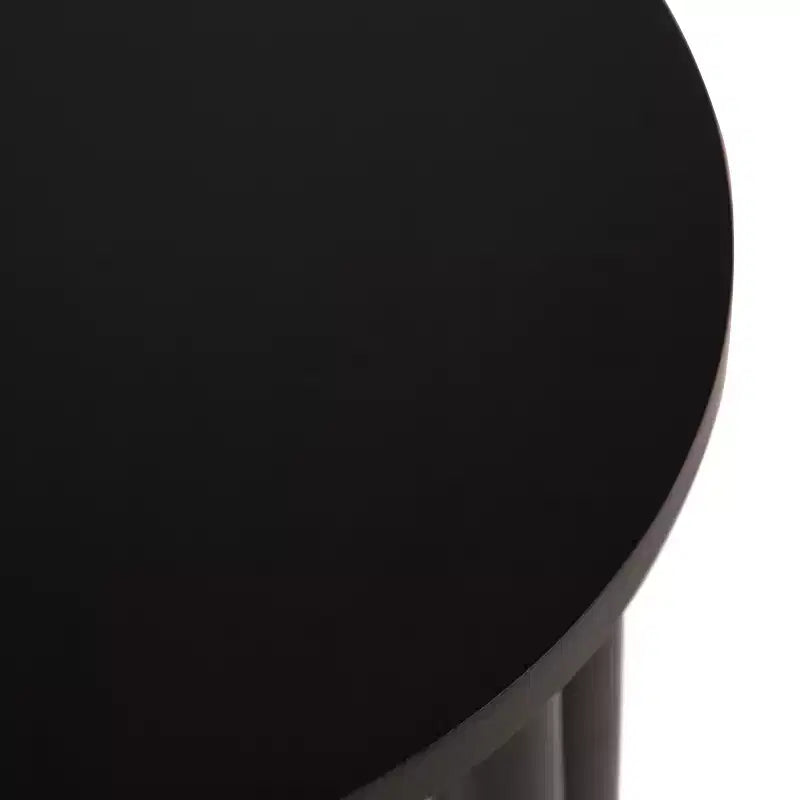 Tavolino rotondo nero/naturale in legno, gambe treppiede, 1 posto