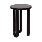 Tavolino rotondo nero/naturale in legno, gambe treppiede, 1 posto