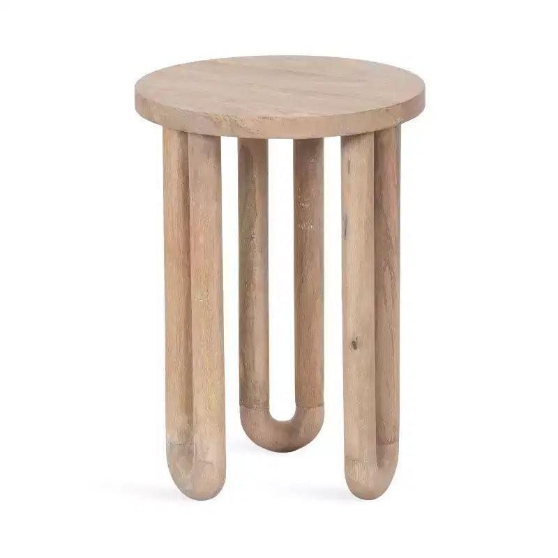 Tavolino rotondo nero/naturale in legno, gambe treppiede, 1 posto