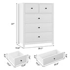 Cassettiera a 5 cassetti, finitura venatura legno, stile a scanalature – Giallo Mandorla / Rovere Scuro / Avorio Chiaro / Bianco, Monouso
