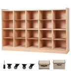 20-Cubby Storage Cabinet with Casters, Mobile Organizer with Anti-Tip Safety for Classroom and Home